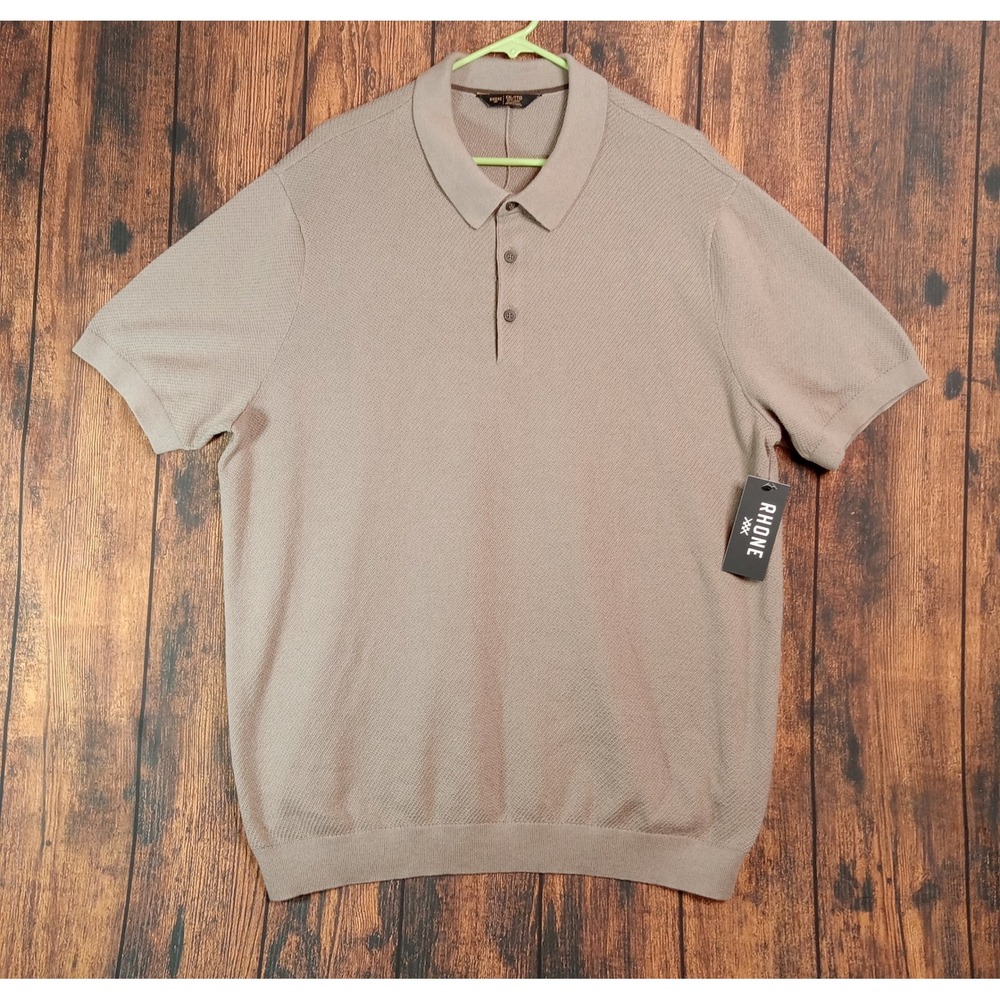 Rhone Resolve Pique Sweater Polo XXL Foggy Taupe 102468-022 Mens New